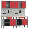 vidaXL Werkbank-Set 8 stk. Rot und Grau Pulverbeschichteter Stahl