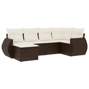 vidaXL 6-tlg. Garten-Sofagarnitur mit Kissen Braun Poly Rattan