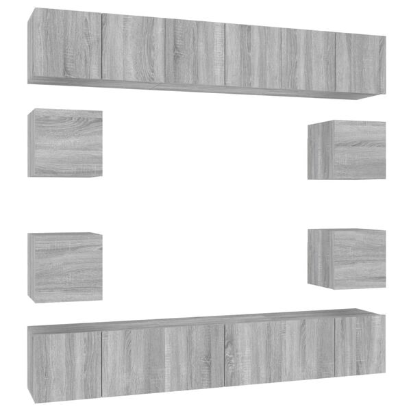 vidaXL 10-tlg. TV-Schrank-Set Grau Sonoma Holzwerkstoff