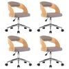 vidaXL Drehbare Esszimmerst&uuml;hle 4 Stk. Taupe Bugholz und Stoff