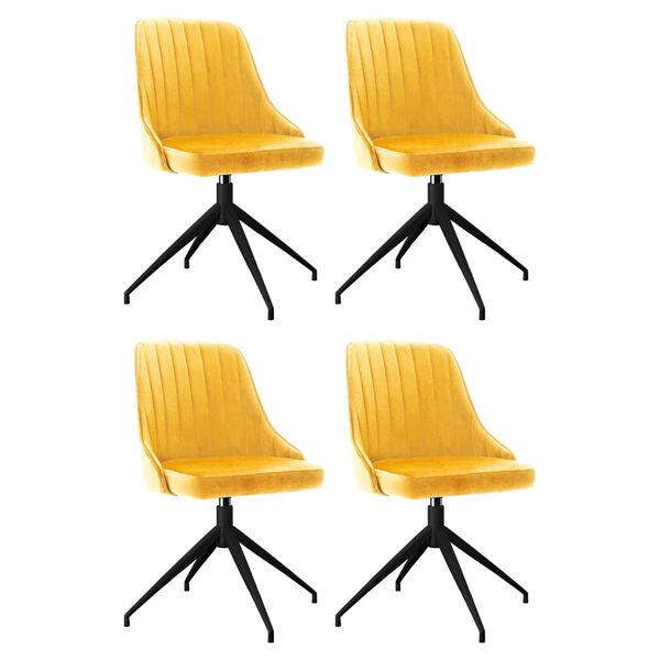 vidaXL Esszimmerst&uuml;hle 4 Stk. Gelb Samt