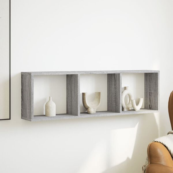 vidaXL Wandschrank 100x16x30 cm Grau Sonoma Holzwerkstoff