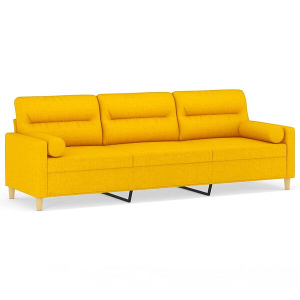 vidaXL 3-Sitzer-Sofa mit Kissen Hellgelb 210 cm Stoff