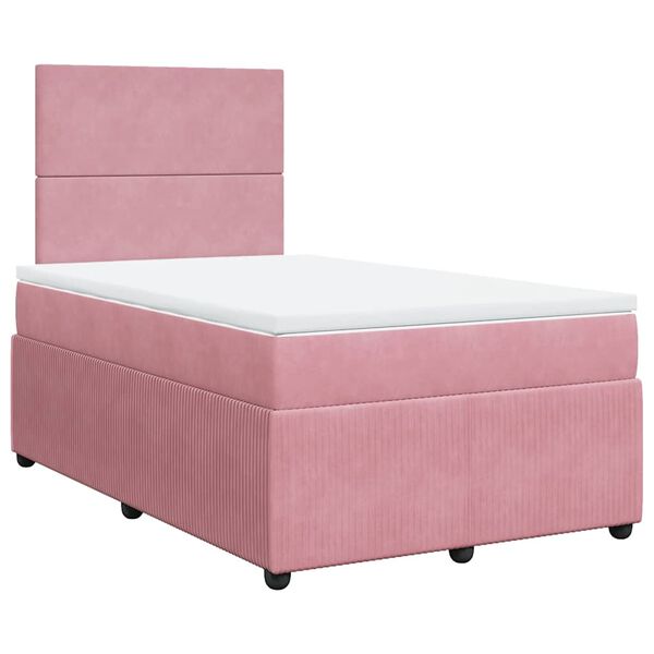 vidaXL Boxspringbett mit Matratze Rosa 120x190 cm Samt
