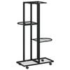 vidaXL Blumenst&auml;nder 4-Etagen mit Rollen 44x23x80 cm Schwarz Eisen