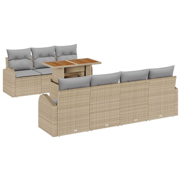 vidaXL Garten-Sofa-Set mit Kissen 8 pcs Beige und Hellgrau