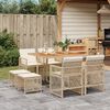 vidaXL 9-tlg. Garten-Essgruppe mit Kissen Beige Poly Rattan