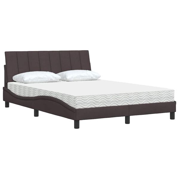 vidaXL Bett mit Matratze "Hanko" Dunkelbraun 120x200 cm Stoff