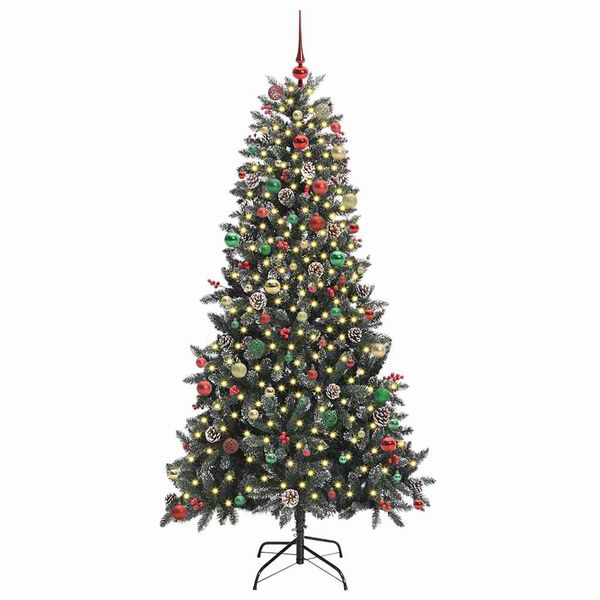 vidaXL K&uuml;nstlicher Weihnachtsbaum Gr&uuml;n 210 cm PVC, Plastik und Stahl