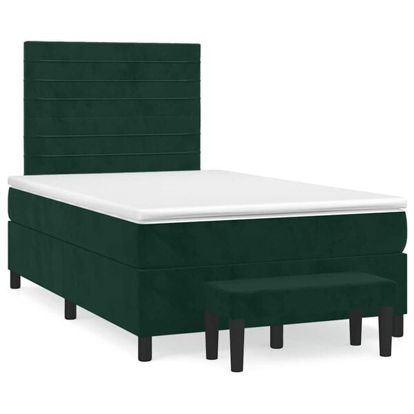 vidaXL Boxspringbett mit Matratze Dunkelgr&uuml;n 120x190 cm Samt