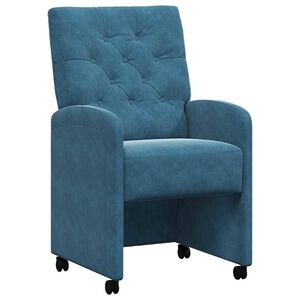 vidaXL Esszimmerst&uuml;hle mit Rollen 2 stk. Samt Blau 58 x 67 x 97 cm