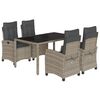 vidaXL 5-tlg. Garten-Essgruppe mit Kissen Grau Poly Rattan