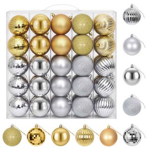 vidaXL Weihnachtskugelset 50 stk. Silber und Gold Durchmesser 8 cm