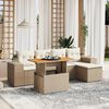 vidaXL 6-tlg. Garten-Sofagarnitur mit Kissen Beige Poly Rattan
