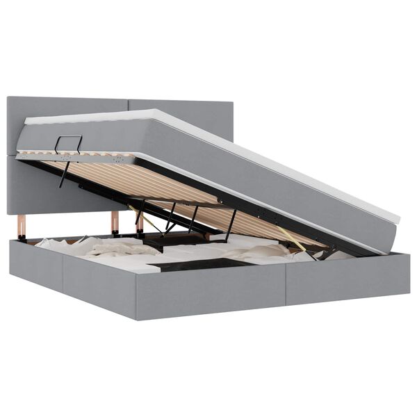 vidaXL Aufbewahrungsbett mit Matratze Hellgrau 160 x 200 cm Polyester