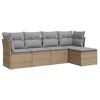 vidaXL 5-tlg. Garten-Sofagarnitur mit Kissen Beige Poly Rattan