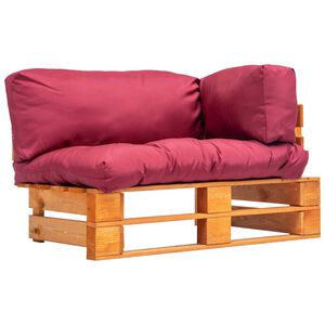 vidaXL Garten-Palettensofa mit Roten Kissen Kiefernholz