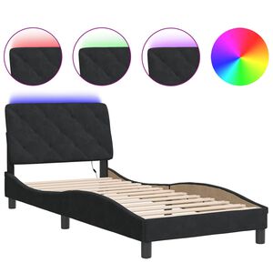 vidaXL Bettgestell mit LED ohne Matratze Schwarz 80x200 cm Samt