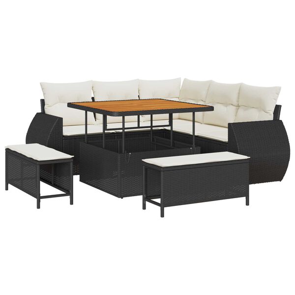 vidaXL Gartensofa-set mit Kissen 8 pcs Schwarz und Creme Poly-Rattan