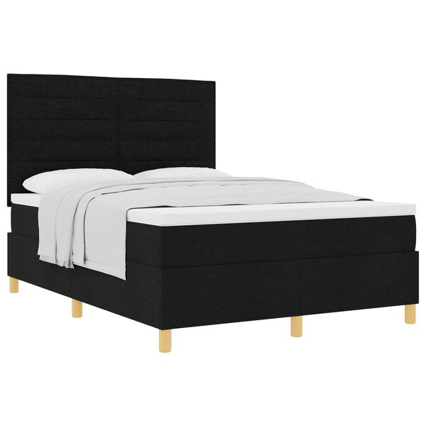 vidaXL Boxspringbett mit Matratze Schwarz 140 x 190 cm Stoff