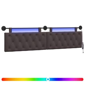 vidaXL H&auml;ngendes Kopfteil Mit LED Licht Dunkelbraun Stoff