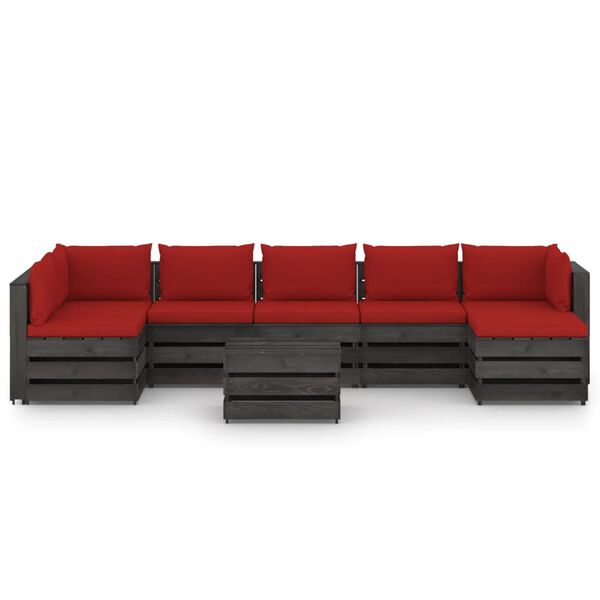 vidaXL 8-tlg. Garten-Lounge-Set mit Kissen Grau Impr&auml;gniertes Holz