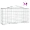 vidaXL Gabionen mit Hochbogen 2 Stk. 200x50x100/120cm Verzinktes Eisen