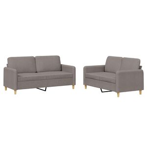 vidaXL 2-tlg. Sofagarnitur mit Kissen Taupe Stoff