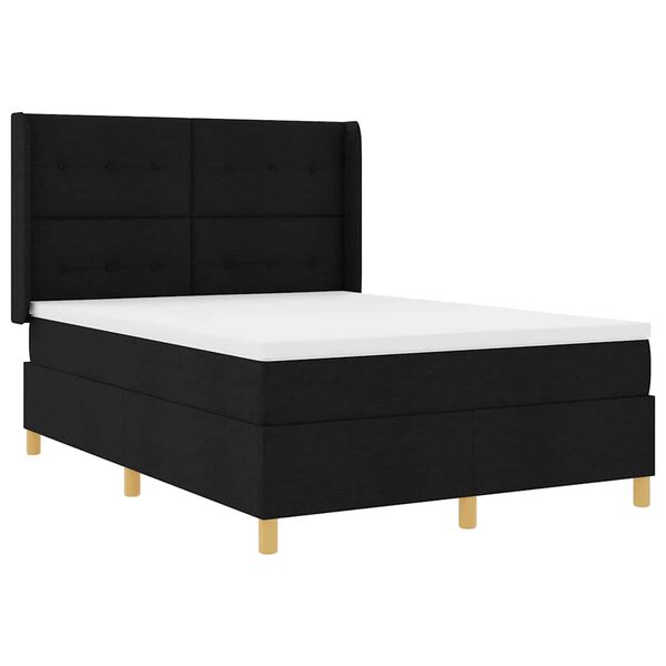 vidaXL Boxspringbett mit Matratze Schwarz 140 x 200 cm Stoff