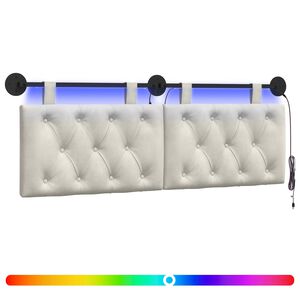 vidaXL H&auml;ngendes Kopfteil Mit LED Licht Creme Samt