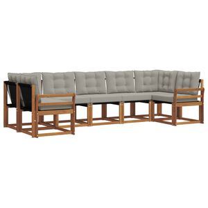 vidaXL Outdoor-Sofagarnitur mit Kissen 7 pcs Nat&uuml;rlich und Hellgrau