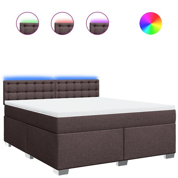 vidaXL Boxspringbett mit Matratze Dunkelbraun 180x200 cm Stoff