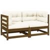 vidaXL Gartensofa 2-Sitzer mit Kissen Honigbraun Massivholz Kiefer