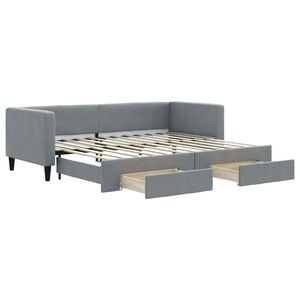 vidaXL Tagesbett Ausziehbar mit Schubladen Hellgrau 80x200 cm Stoff