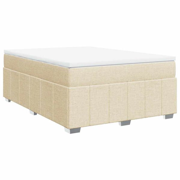 vidaXL Boxspringbett mit Matratze Creme 140x190 cm Stoff