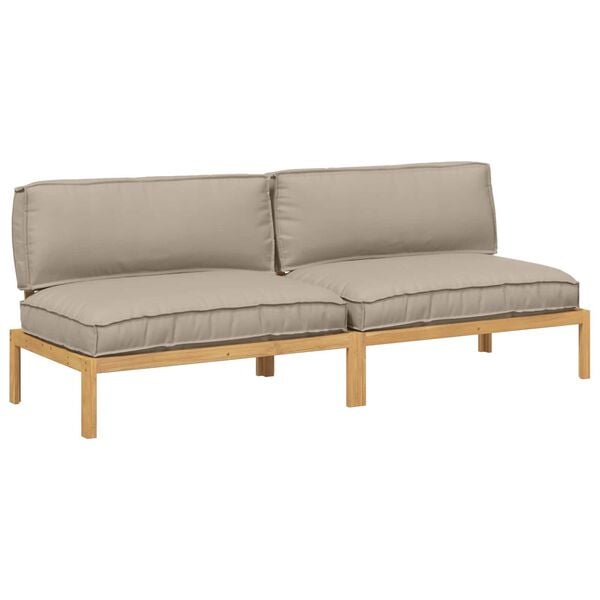 vidaXL Sofa Set mit Kissen Uni 2 pcs Taupe Massivholz Akazie