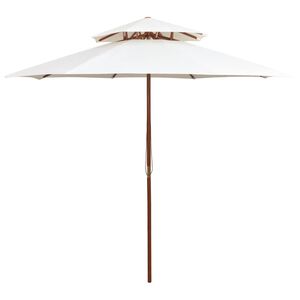 vidaXL Doppeldeck Sonnenschirm 270&times;270 cm Holzstange Cremewei&szlig;