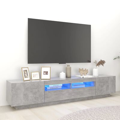 vidaXL TV-Schrank mit LED-Leuchten Betongrau 200x35x40 cm