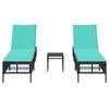 vidaXL Sonnenliegen 2 Stk. mit Tisch Schwarz Poly Rattan