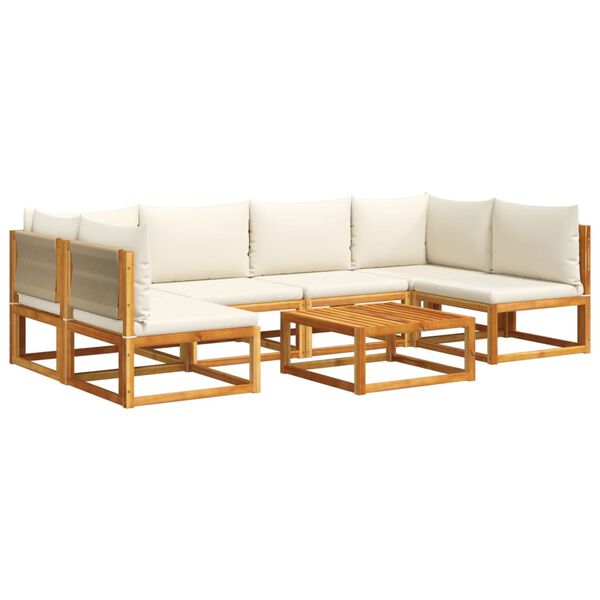 vidaXL 7-tlg. Gartensofa-Set mit Kissen Holz Akazie & Seil