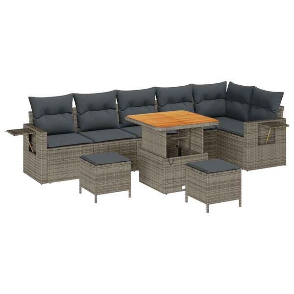 vidaXL Gartensofa-set mit Kissen 11 pcs Grau Poly-Rattan