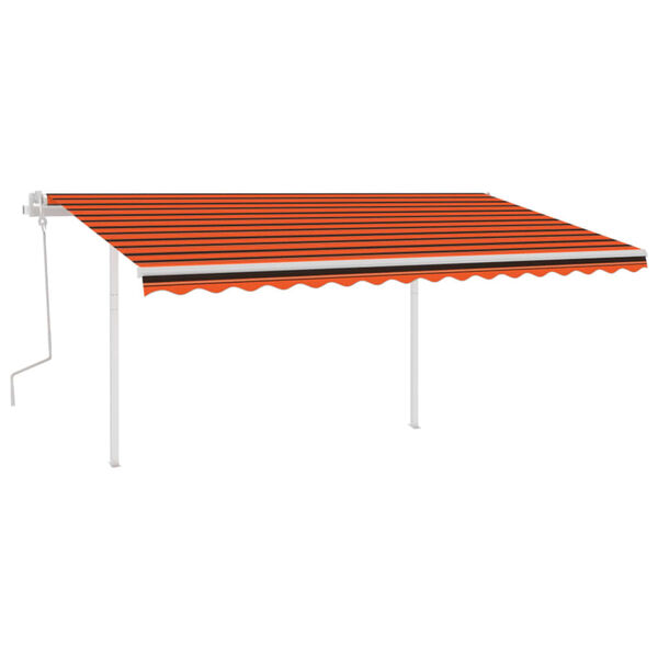 vidaXL Markise Manuell Einziehbar mit Pfosten 4x3,5 m Orange & Braun