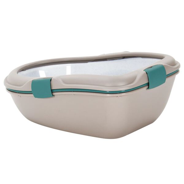 vidaXL Katzenklo Braun und Wei&szlig; 69,5x47x26 cm PP