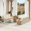 vidaXL Gartensofa-set mit Kissen mit Speicher 9 pcs Beige Poly Rattan