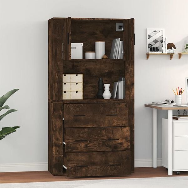 vidaXL Highboard Räuchereiche Holzwerkstoff