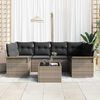 vidaXL Garten-Sofa-Set 7 pcs Grau Poly-Rattan und Stahl und Glas