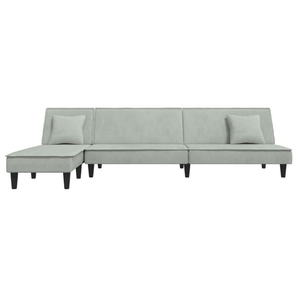 vidaXL Schlafsofa in L-Form Hellgrau 255x140x70 cm Samt