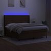 vidaXL Boxspringbett mit Matratze & LED Dunkelbraun 160x200 cm Stoff