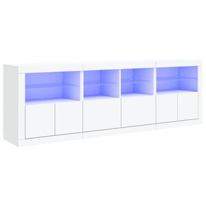 vidaXL Sideboard mit LED-Leuchten Wei&szlig; 202x37x67 cm
