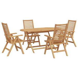 vidaXL Garten Essgruppe 5 pcs Braun Massivholz Teak